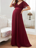 Beaumama robes longue grossesse élégant soirée mariée volants plissé fluide queue femme enceinte
