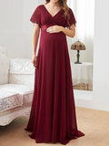 Beaumama robes longue grossesse élégant soirée mariée volants plissé fluide queue femme enceinte