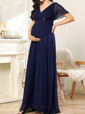 Beaumama robes longue grossesse élégant soirée mariée volants plissé fluide queue femme enceinte