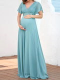 Beaumama robes longue grossesse élégant soirée mariée volants plissé fluide queue femme enceinte