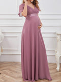 Beaumama robes longue grossesse élégant soirée mariée volants plissé fluide queue femme enceinte