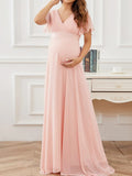 Beaumama robes longue grossesse élégant soirée mariée volants plissé fluide queue femme enceinte