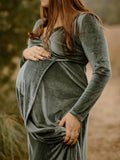 Beaumama robes longue grossesse élégant baby shower soirée enceinte shooting ceinture fendu le côté fluide femme enceinte