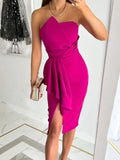 Beaumama robes mi-longue grossesse élégant cocktail volants irrégulier fendu le côté femme enceinte