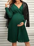 Beaumama robes décontracté courte grossesse élégant casual ceinture volants plissé femme enceinte