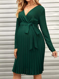 Beaumama robes décontracté courte grossesse élégant casual ceinture volants plissé femme enceinte