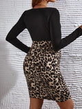Beaumama robes courte grossesse élégant casual léopard moulante femme enceinte