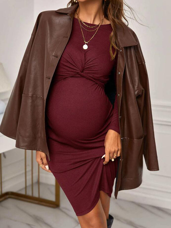Beaumama robes décontracté courte grossesse élégant casual mœud moulante femme enceinte