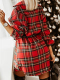 Beaumama robes chemises courte grossesse noël élégant casual ecossais tartan ceinture boutonnage femme enceinte blouses