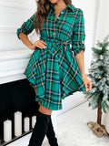 Beaumama robes chemises courte grossesse noël décontracté casual ecossais tartan ceinture irrégulier femme enceinte