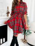 Beaumama robes chemises courte grossesse noël décontracté casual ecossais tartan ceinture irrégulier femme enceinte
