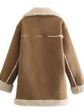 Beaumama mi-longue manteau en laine grossesse col revers boutonnage poches femme