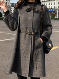Beaumama manteau en laine grossesse élégant casual carreaux ceinture nœud papillon manteau d'hiver femme enceinte cape