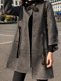 Beaumama manteau en laine grossesse élégant casual carreaux ceinture nœud papillon manteau d'hiver femme enceinte cape