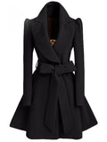 Beaumama manteau en laine grossesse Élégant nœud papillon ceinture hiver col revers femme enceinte