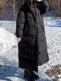 Beaumama doudoune longue grossesse élégant casual couleur bloc capuche manteau d'hiver femme enceinte