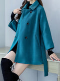 Beaumama manteau en laine grossesse classe vintage ceinture double boutonnage manteau d'hiver femme enceinte cape