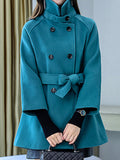 Beaumama manteau en laine grossesse classe vintage ceinture double boutonnage manteau d'hiver femme enceinte cape