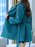 Beaumama manteau en laine grossesse classe vintage ceinture double boutonnage manteau d'hiver femme enceinte cape