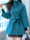 Beaumama manteau en laine grossesse classe vintage ceinture double boutonnage manteau d'hiver femme enceinte cape