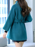 Beaumama manteau en laine grossesse classe vintage ceinture double boutonnage manteau d'hiver femme enceinte cape