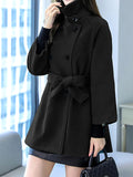 Beaumama manteau en laine grossesse classe vintage ceinture double boutonnage manteau d'hiver femme enceinte cape