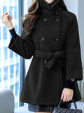 Beaumama manteau en laine grossesse classe vintage ceinture double boutonnage manteau d'hiver femme enceinte cape