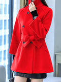 Beaumama manteau en laine grossesse classe vintage ceinture double boutonnage manteau d'hiver femme enceinte cape