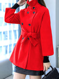 Beaumama manteau en laine grossesse classe vintage ceinture double boutonnage manteau d'hiver femme enceinte cape