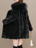 Beaumama manteau fausse fourrure grossesse casual élégant poilu bouton trapèze capuche manteau d'hiver femme enceinte