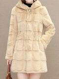 Beaumama manteau fausse fourrure grossesse casual élégant poilu bouton trapèze capuche manteau d'hiver femme enceinte