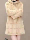 Beaumama manteau fausse fourrure grossesse casual élégant poilu bouton trapèze capuche manteau d'hiver femme enceinte