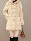 Beaumama manteau fausse fourrure grossesse casual élégant poilu bouton trapèze capuche manteau d'hiver femme enceinte