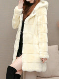 Beaumama manteau fausse fourrure grossesse casual élégant poilu bouton trapèze capuche manteau d'hiver femme enceinte