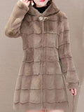 Beaumama manteau fausse fourrure grossesse casual élégant poilu bouton trapèze capuche manteau d'hiver femme enceinte