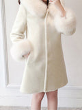 Beaumama manteau fausse fourrure grossesse casual élégant poilu trapèze manteau d'hiver femme enceinte