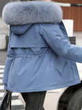 Beaumama parkas grossesse casual élégant taille élastique poches col fausse fourrure capuche manteau d'hiver femme enceinte