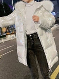 Beaumama doudoune mi-longue grossesse élégant casual metallic glänzend col fausse fourrure manteau d'hiver femme enceinte