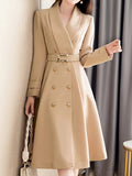 Beaumama manteau en laine grossesse Élégant double boutonnage ceinture col revers femme enceinte