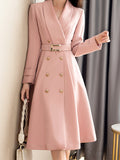 Beaumama manteau en laine grossesse Élégant double boutonnage ceinture col revers femme enceinte