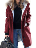 Beaumama manteau en laine grossesse Élégant col fausse fourrure poches femme enceinte