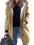 Beaumama manteau en laine grossesse Élégant col fausse fourrure poches femme enceinte