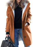 Beaumama manteau en laine grossesse Élégant col fausse fourrure poches femme enceinte