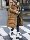 Beaumama doudoune mi-longue grossesse élégant casual décontracté poches matelassé capuche manteau d'hiver femme enceinte