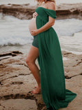 Beaumama robes longue photo grossesse Fendu le côté Dos nu femme enceinte