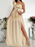 Beaumama robes longue grossese soirée fendu le côté volants asymétrique femme enceinte