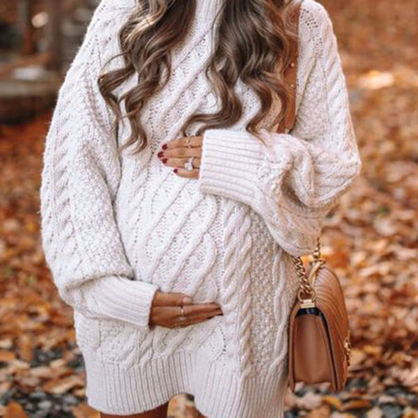 Beaumama robes pulls courte grossesse élégant casual maison rugueux tricot torsadé femme enceinte