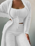 Beaumama grossesse pyjama en velours pour femmes ensemble 3 pièces tenue de maison polaire chaude et douce automne hiver
