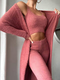 Beaumama ensembles pyjama grossesse casual style maison v-cou 3 pièces poilu femme enceinte