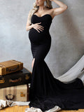 Beaumama robes photo longue grossesse soirée élégant queue fente avant moulante femme enceinte